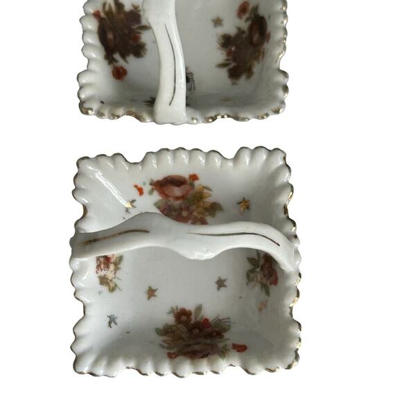 (12) Vintage Porcelain Nut Baskets Salt Bowls Japan Arbaugh’s 1930s Flowers Box - Picture 10 of 16